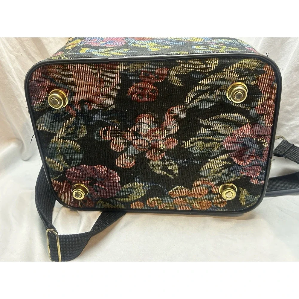 VTG 90s Dark Floral Tapestry Train Travel Case Makeup NWT Cottagecore